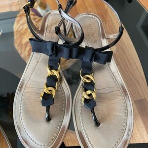 Kate Spade Black and Gold Chain Sandals